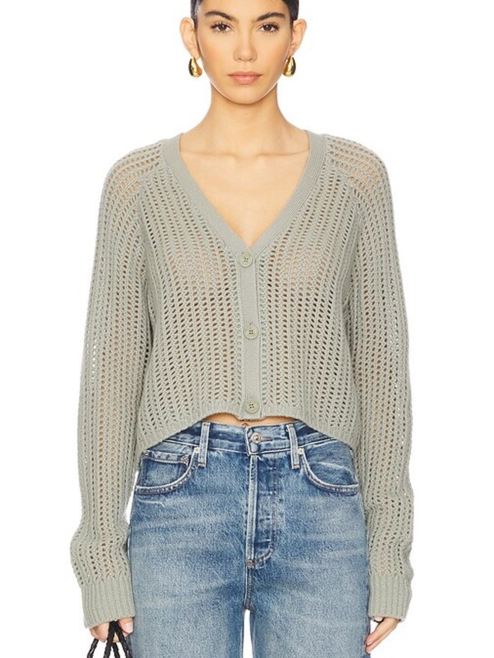 Sablyn Yasmeen slouchy cashmere cardigan in eucalyptus